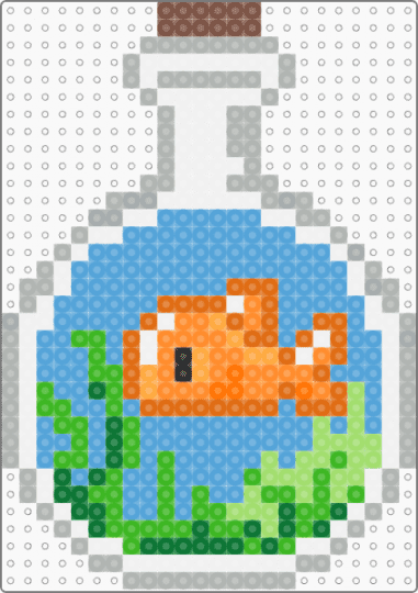 Fish bottle - beige,light blue,orange,green