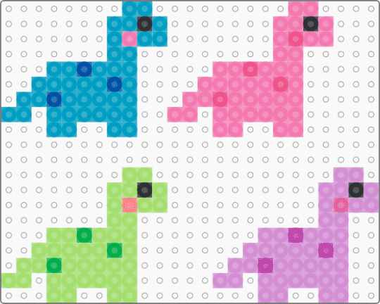 dino - light blue,pink,green