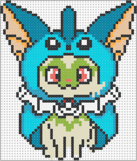 Sprigatito with Vaporeon [WIP] - beige, light blue, teal
