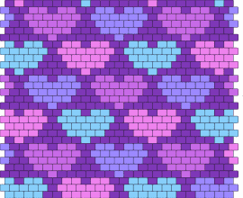 H - hearts,panel,pastel,affection,warmth,interlocking,soft,weave,tapestry,purple,pink,light blue