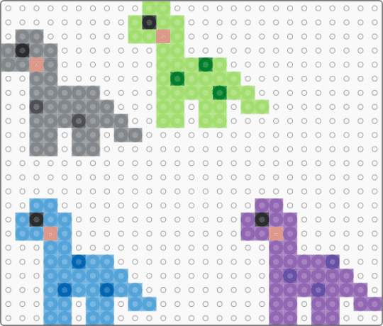 DINO ARMY - green,light blue,pink,gray