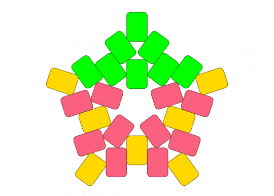 Strawberry Star - easy, green, pink, red, star, strawberry, yellow