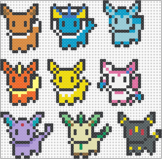 Eevee Evolutions - black,light blue,orange,yellow,pink,colorful,eevee,pokemon,anime