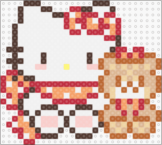 Valentines hello kitty - beige, brown, red, tan