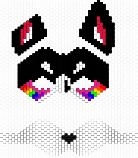 tuxedo cat therian mask - black,white,red,pink,therian,mask,cat,recolor