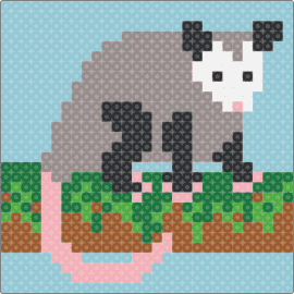 Opossum11 - opossum,marsupial,animal,nature,cute,tan,light blue,pink,green