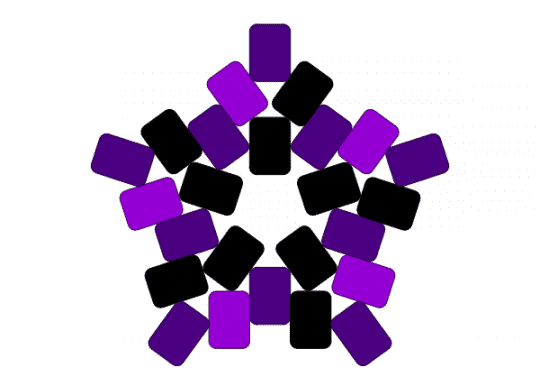 Swirly purple star - black, purple