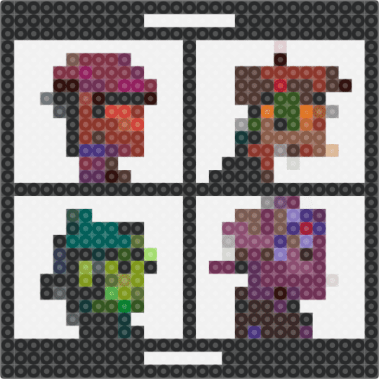 Demon Days - black,white,brown,pink,red,gold,colorful