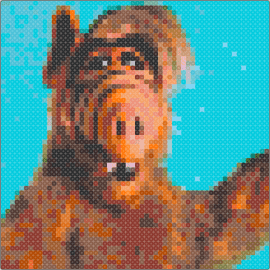 Alf Fuse Bead Pattern - alf,alien,character,tv show,classic,sitcom,nostalgia,80s,brown,turquoise