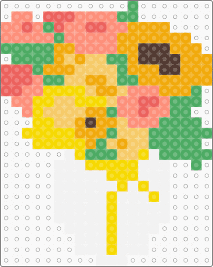 colorful vase with flowers - flowers, green, nature, orange, yellow