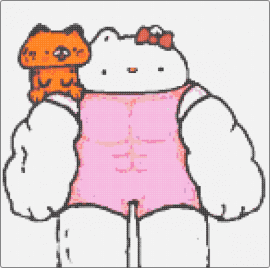 kitty - hello kitty,muscles,sanrio,funny,character,humor,strength,quirky,parody,pink,whi