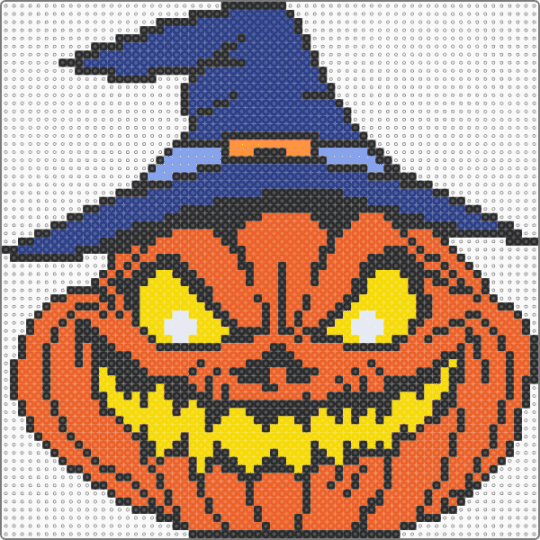 Jack O' lantern with witches hat - blue, orange
