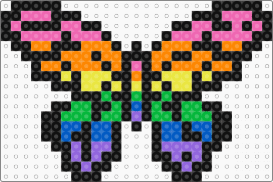 Rainbow butterfly - black, green, orange, pink