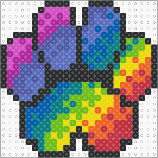 Rainbow glitch paw print - colorful, green, perler rainbow pawprint, purple, teal