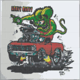tt - rat fink heavy chevy,pickup truck,automobile,graphic,attitude,edgy,dynamic,classic,green,red