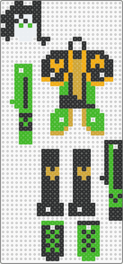 Harlequin Dangle Doll (without hat) - black,green,orange