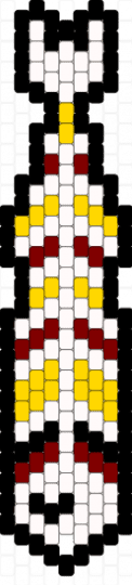 Pierrot based Fish Tie - white,brown,yellow