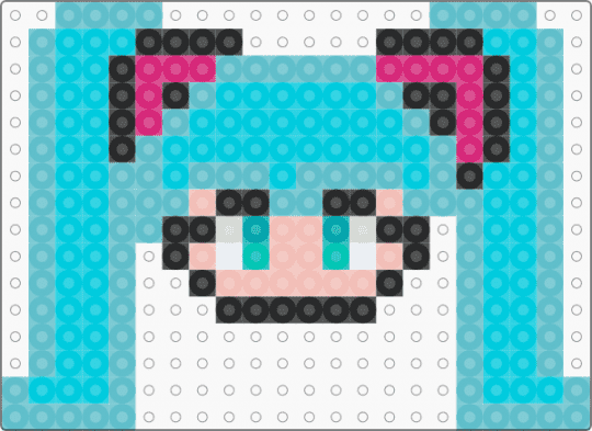 Miku head fuse bead - teal,light blue