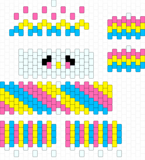 Pan-themed Kandi clown! - light blue, pink, yellow