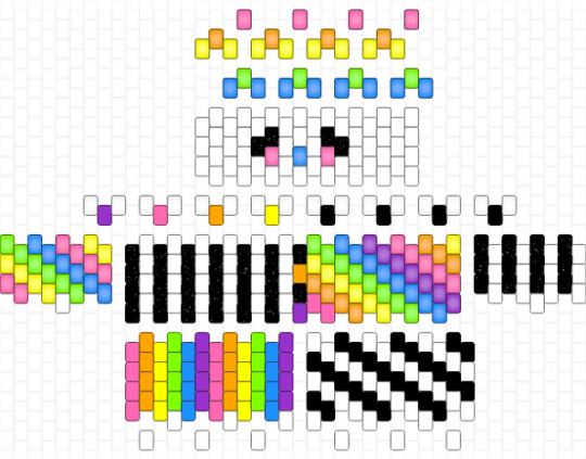 Half & Half clown - colorful, green, pink, white