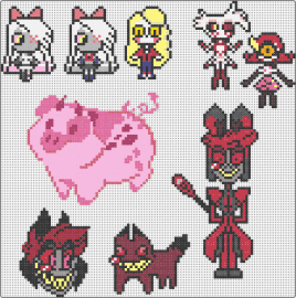 Helluva Boss/Hazbin Hotel Chibis (pt 2) - hazbin hotel,helluva boss,chibi,pig,vaggie,charlie morningstar,characters,tv show,cartoon,red,pink,white