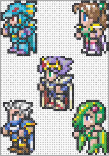 FF4 Party - black, blue, colorful, tan, yellow