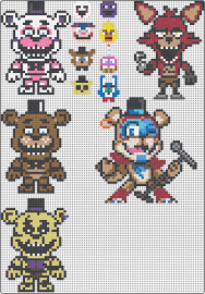 FNAF and Friends (WIP) - fnaf,five nights at freddys,characters,horror,spooky,scary,video game,brown,whit
