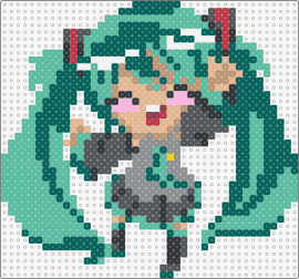 Hatsune Miku - hatsune miku,vocaloid,chibi,music,happy,digital,anime,teal,green