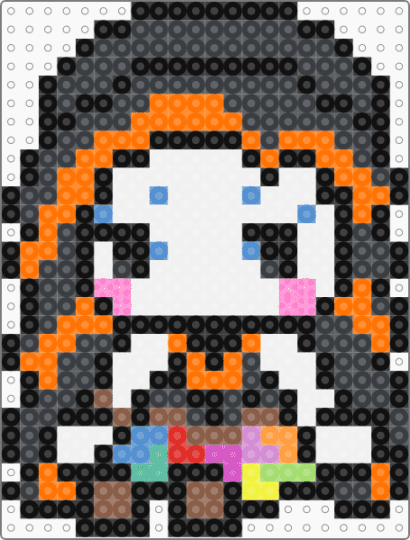 Skelita Calaveras - Monster High - black, monster high, orange, perler, skeleton, skelita, skelita calaveras, tan, white