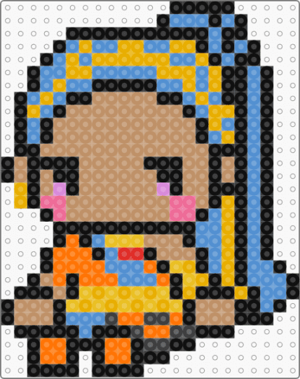 Nefera De Nil - Monster High - light blue, monster high, mummy, nefera, nefera de nil, orange, perler, tan