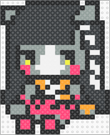 Purrsephone - Monster High - black,gray,red,perler,monster high,purrsephone,werecat