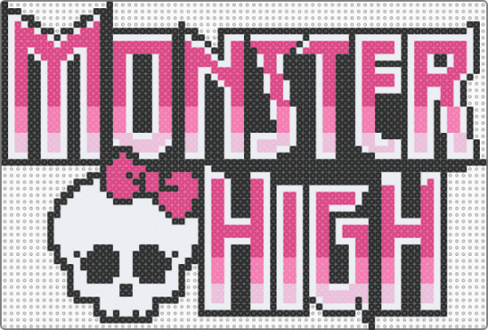 Monster High Logo - white,pink,perler,monster high logo,logo,ghouls