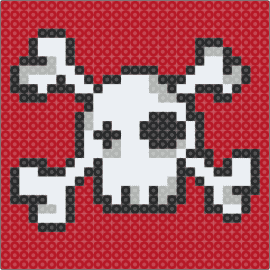 skull perler - skull,crossbones,death,spooky,skeleton,white,red