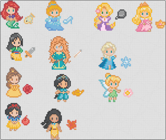Disney Princess Mini - character, colorful, disney, disney princess, disneyprincess, fairies, fairy, light blue, princess, tan, teal, tinkerbell, yellow