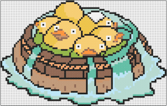 Bathing Chicks, Spirited Away - tan,yellow,light blue,studio ghibli,hayao miyazaki,ducks,spirited away,chickens,chicks,bathhouse