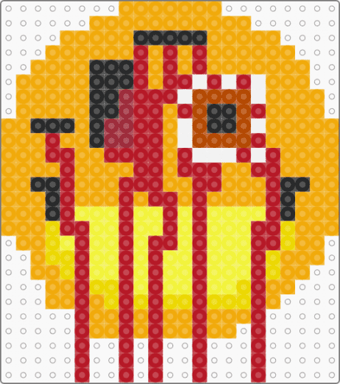 scary smiley face - orange, red