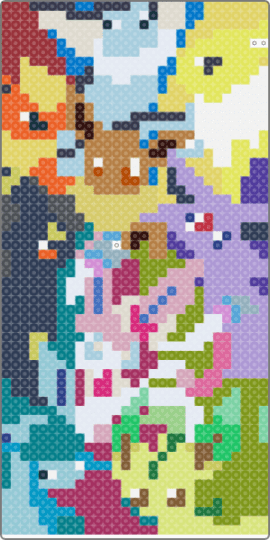 Eveelution - pink,teal,gold,purple,colorful