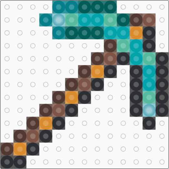 Diamond pickaxe (Minecraft) with Glow-In-The-Dark Blue tips - teal,gray,brown
