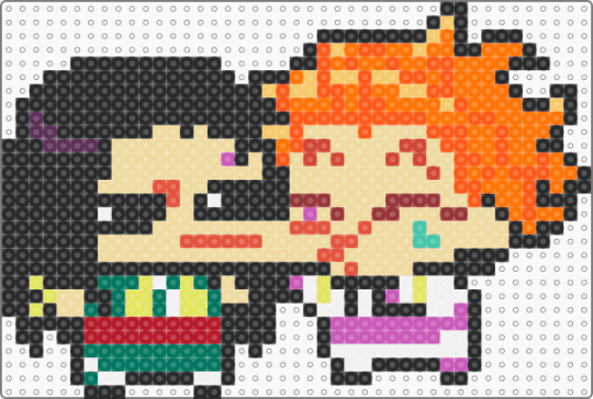 Illumi and Hisoka chibi - anime, beige, black, characters, chibi, hisoka, illumi, orange