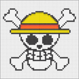 straw hat - straw hat crew,jolly roger,one piece,skull,crossbones,anime,symbol,skeleton,white,yellow