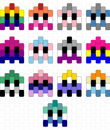 Kandi Pride Ghosts - purple,pink,yellow,blue