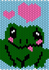 frog - frog,hearts,amphibian,animal,cute,love,green,pink,panel,light blue