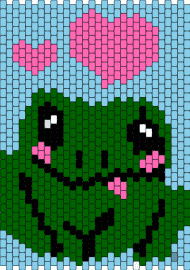 frog - frog,hearts,amphibian,animal,cute,love,green,pink,panel,light blue