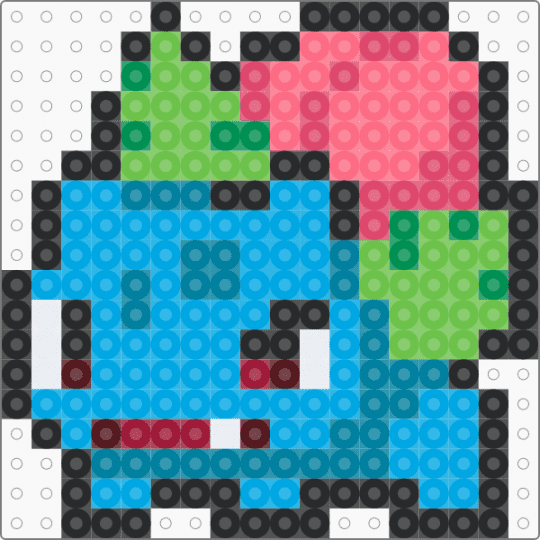 Derpy Ivysaur - anime, cartoon, green, ivysaur, light blue, pokemon, red