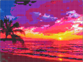 Coucher de soleil - sunset,ocean,beach,palm tree,serene,picture,pink