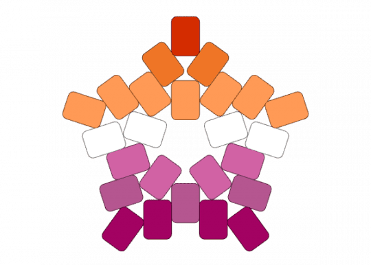 lesbian pride star - orange, pink
