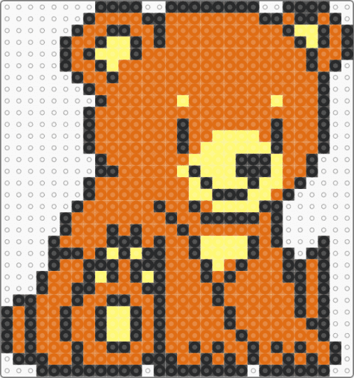 Bear sprite - orange,bear,bear cub,animal,sprite,gameboy color,brown,yellow
