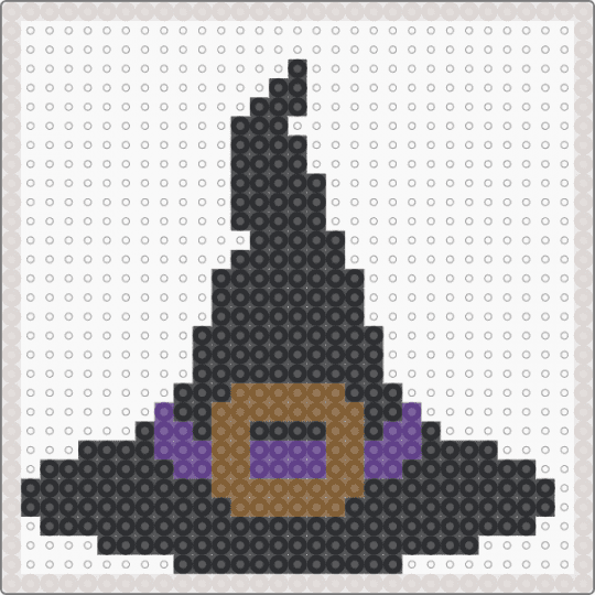 Perler Bead Halloween - Hat - black,beige