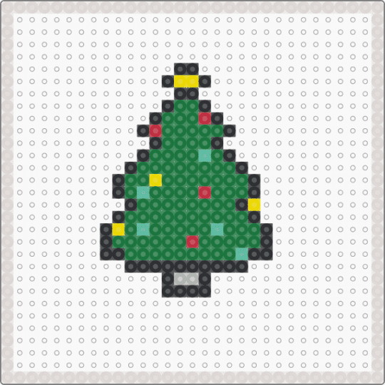Perler Bead Christmas - Tree - green,beige