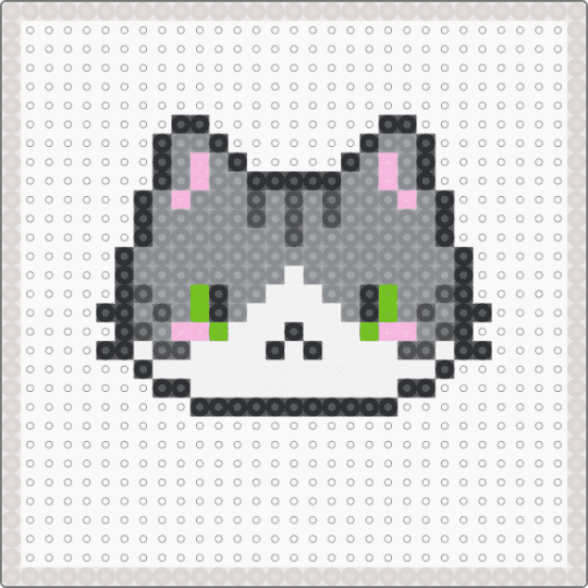 Perler Bead Cat - 4 - beige,gray